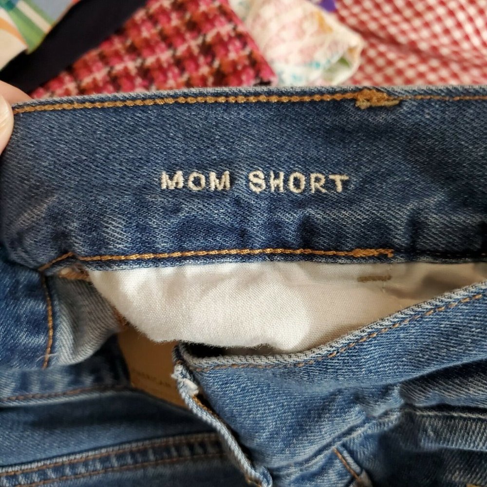 American Eagle Mom Shorts Blue Jean Denim Pleat Front Sz 10 - Picture 6 of 10